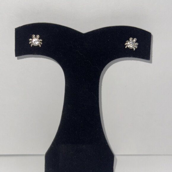 Clear Cute 8.25mm Sterling Silver Spider Post Earrings - Picture 2 of 10